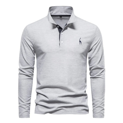 Men's Long Sleeve Polo Jumper Cotton Classic Collar Comfortable