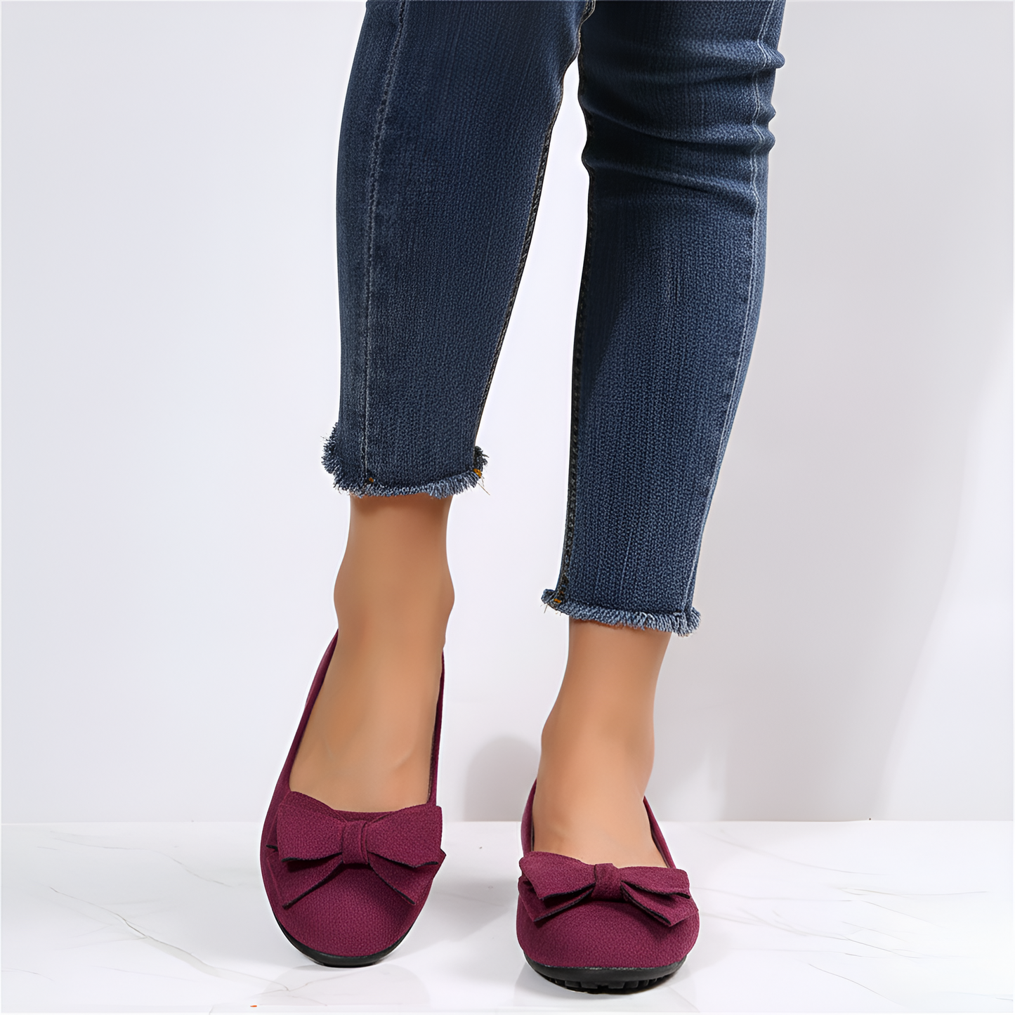 Women's Suede Ballet Flats Slip-On Comfortable Shoes - 
Fashinoza