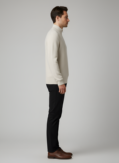 Men's Knit Pullover Sweater Half Zip Stand Collar