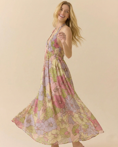 Women’s Floral Halter Maxi Beach Dress