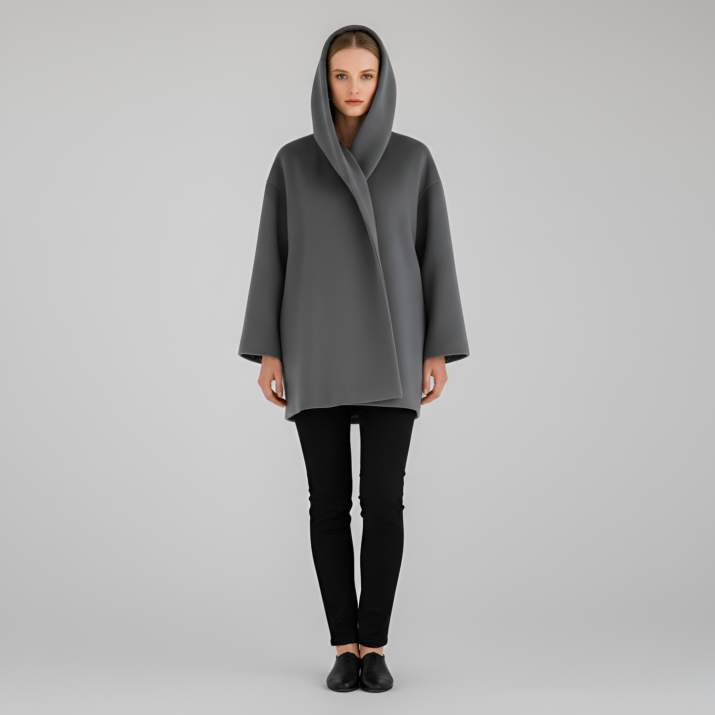 Women's Wool Blend Midi Coat Shawl Collar Elegant Winter Outerwear