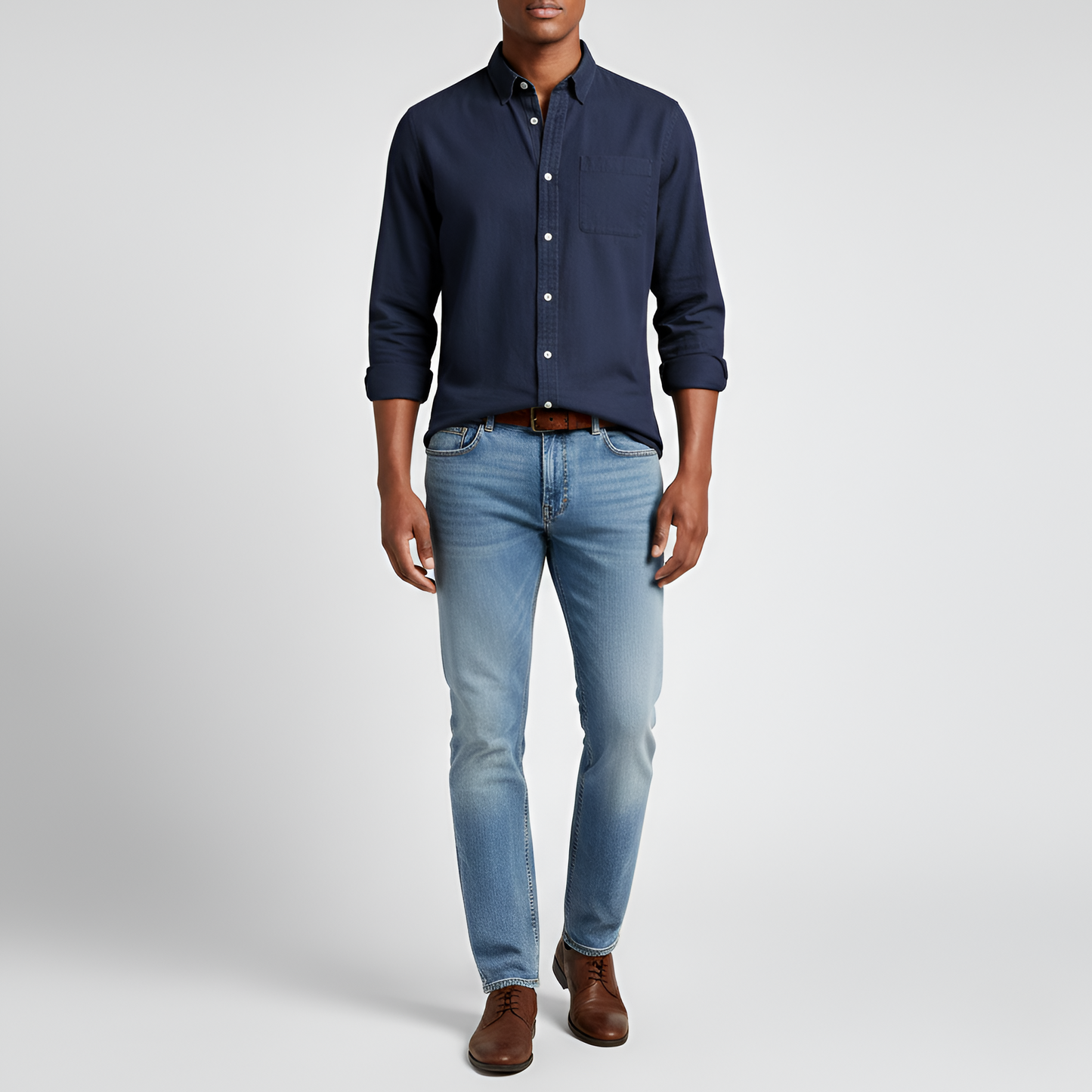 Men's Cotton Long Sleeve Button-Down Shirt Casual Fit
