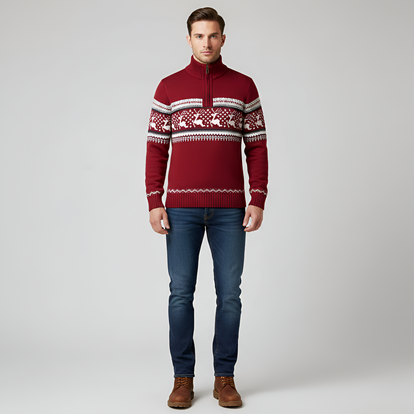 Men's Wool Blend Half Zip Sweater