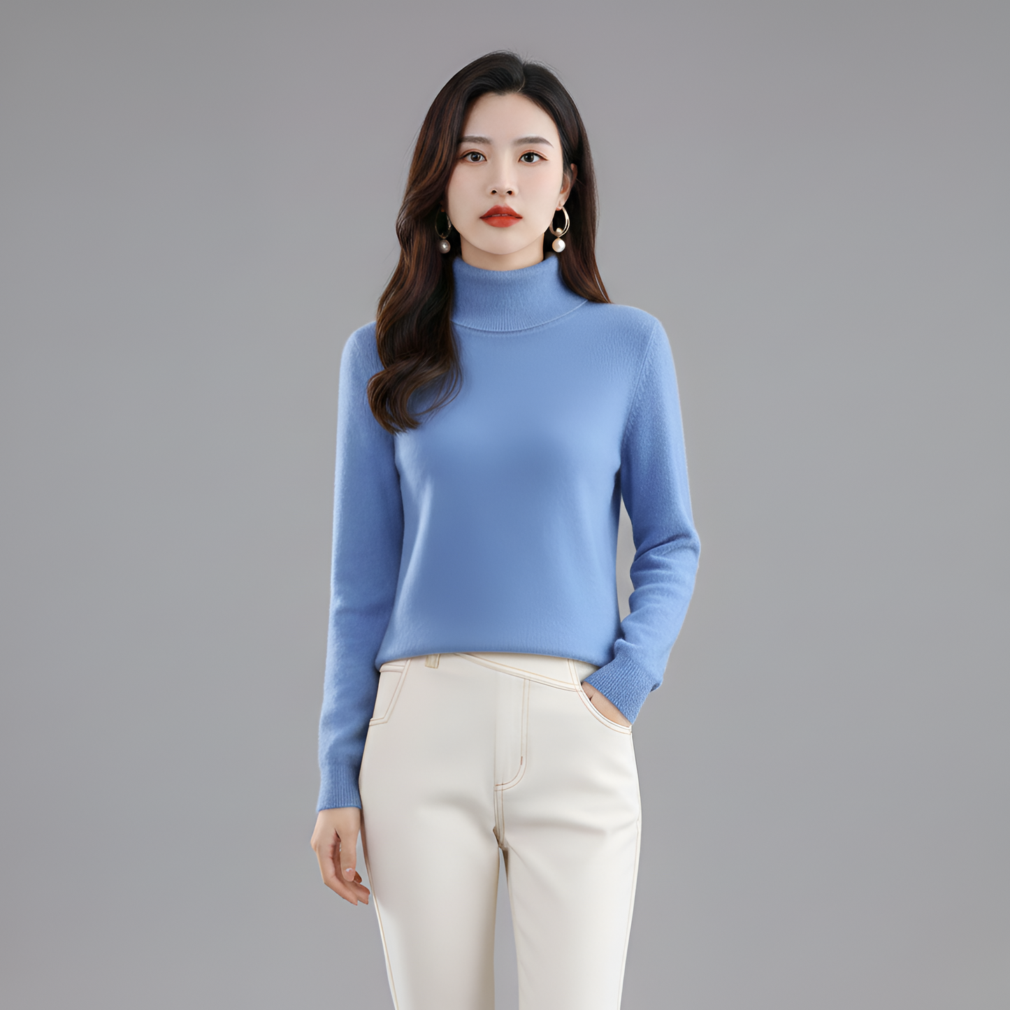 Women's Slim Fit Turtleneck Sweater Long Sleeve
