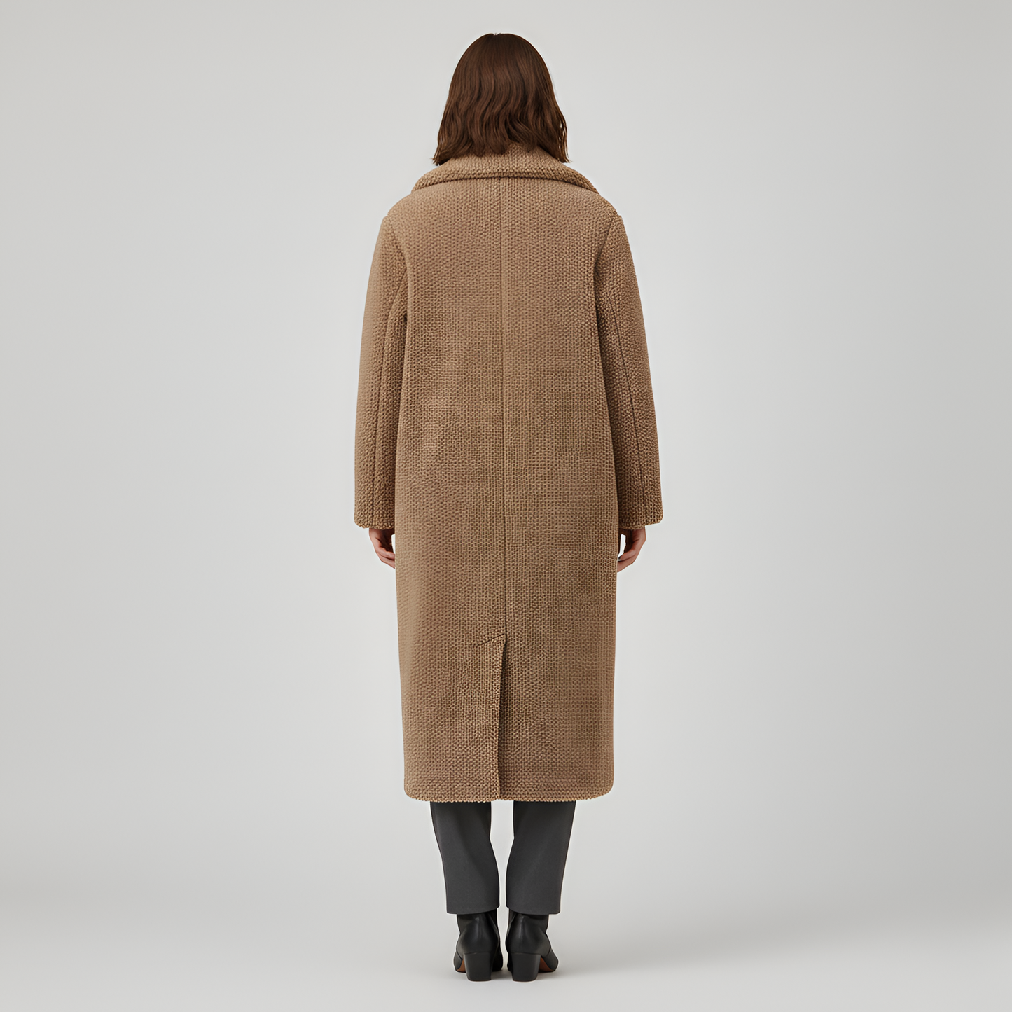 Women's Double Breasted Plush Coat Long Teddy Winter Outerwear