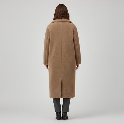 Women's Double Breasted Plush Coat Long Teddy Winter Outerwear