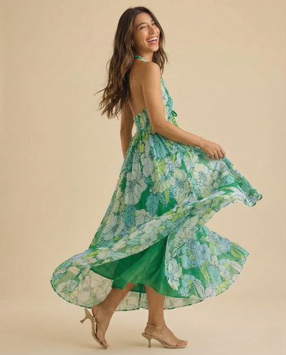 Women’s Floral Halter Maxi Beach Dress