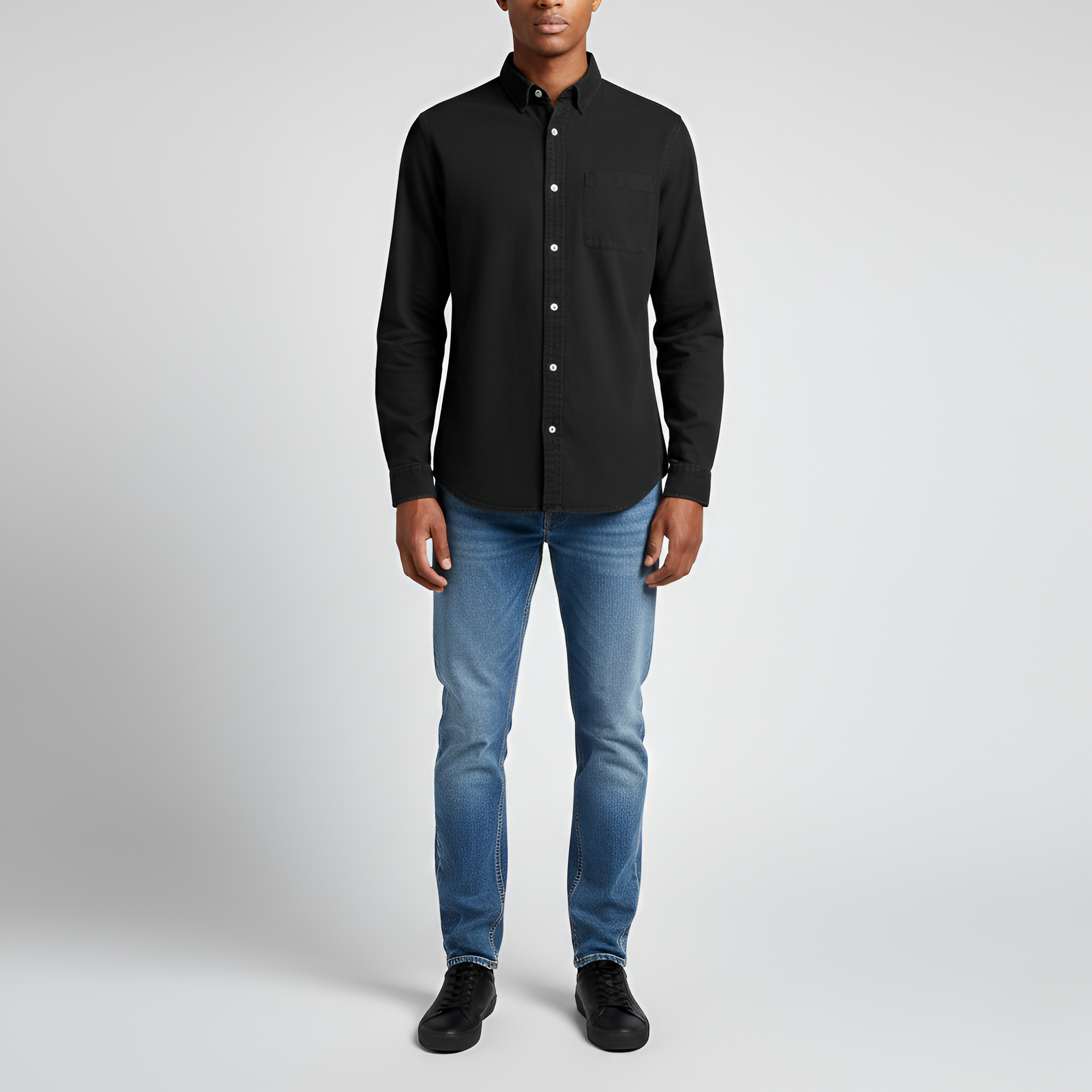 Men's Cotton Long Sleeve Button-Down Shirt Casual Fit - 
Fashinoza