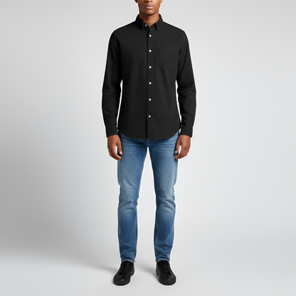 Men's Cotton Long Sleeve Button-Down Shirt Casual Fit - 
Fashinoza