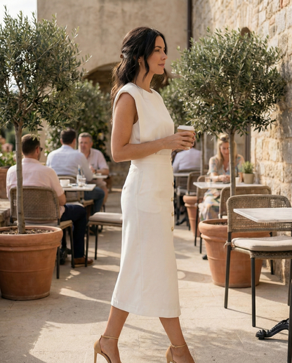 Elisara | Women’s Sleeveless Button Detail Midi Dress