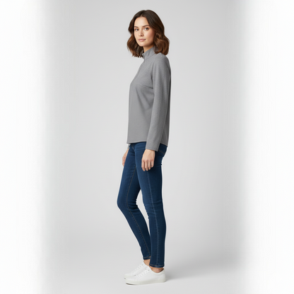 Women's Mock Neck Pullover Textured Quarter Zip