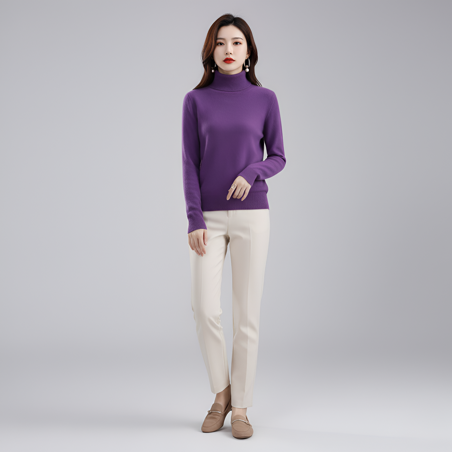 Women's Slim Fit Turtleneck Sweater Long Sleeve