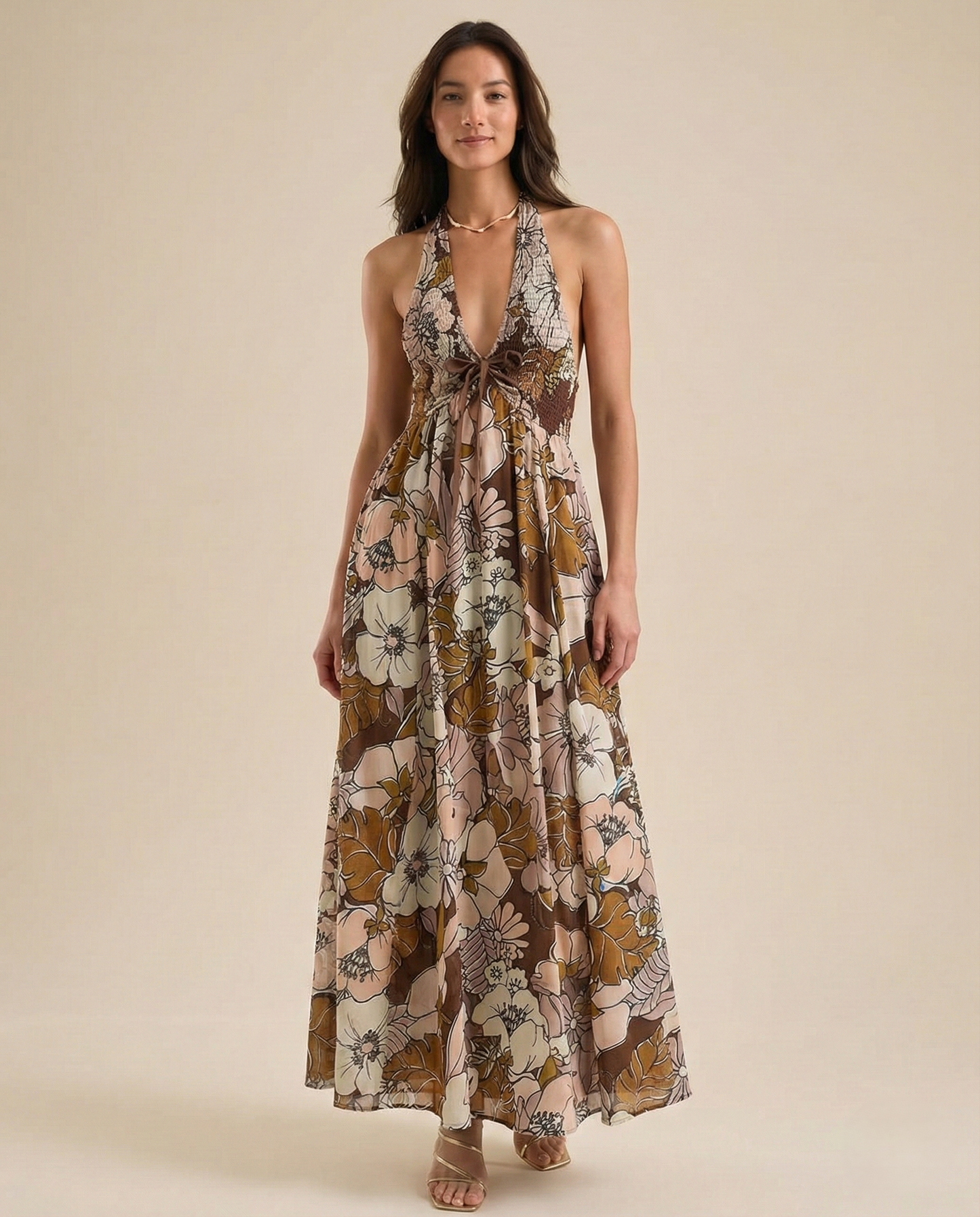 Women’s Floral Halter Maxi Beach Dress