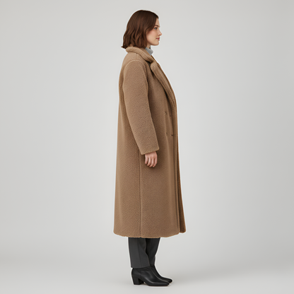 Women's Double Breasted Plush Coat Long Teddy Winter Outerwear