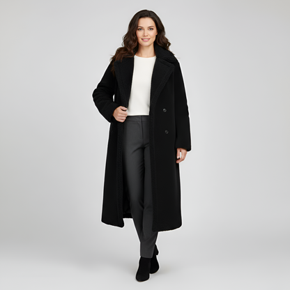 Women's Double Breasted Plush Coat Long Teddy Winter Outerwear