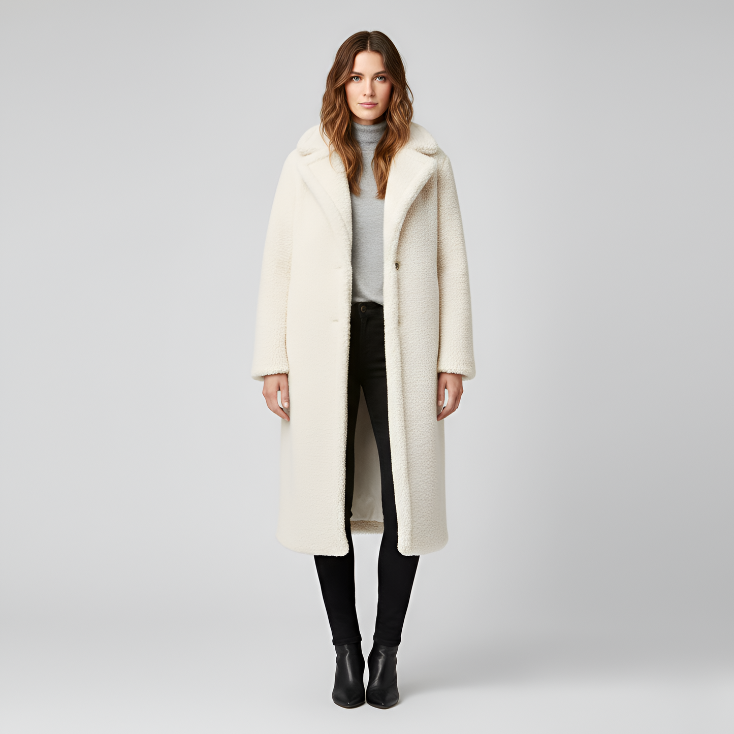 Women's Double Breasted Plush Coat Long Teddy Winter Outerwear