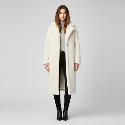 Women's Double Breasted Plush Coat Long Teddy Winter Outerwear