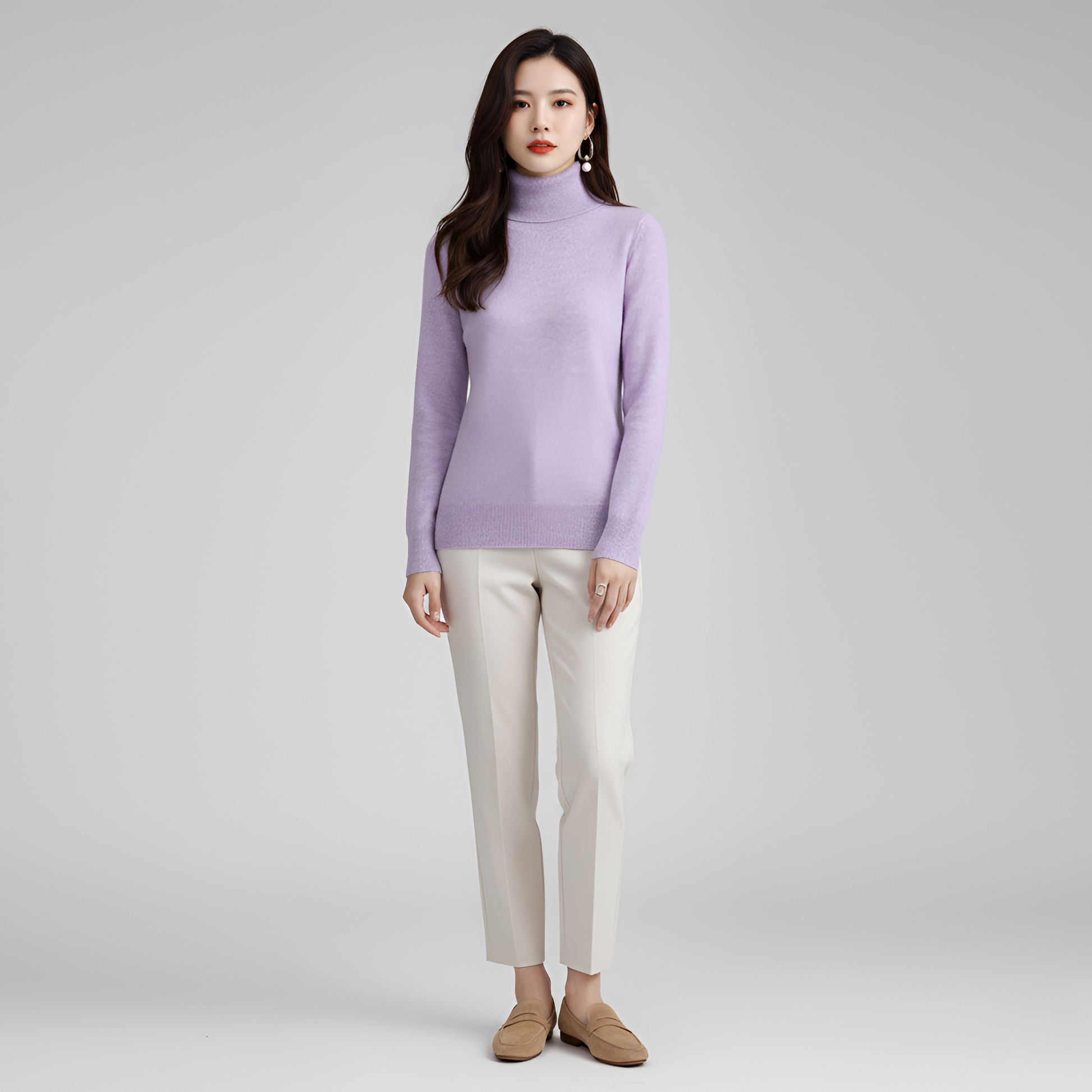 Women's Slim Fit Turtleneck Sweater Long Sleeve Pullover - 
Fashinoza