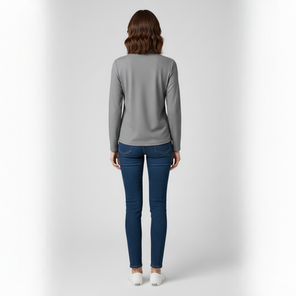 Women's Mock Neck Pullover Textured Quarter Zip