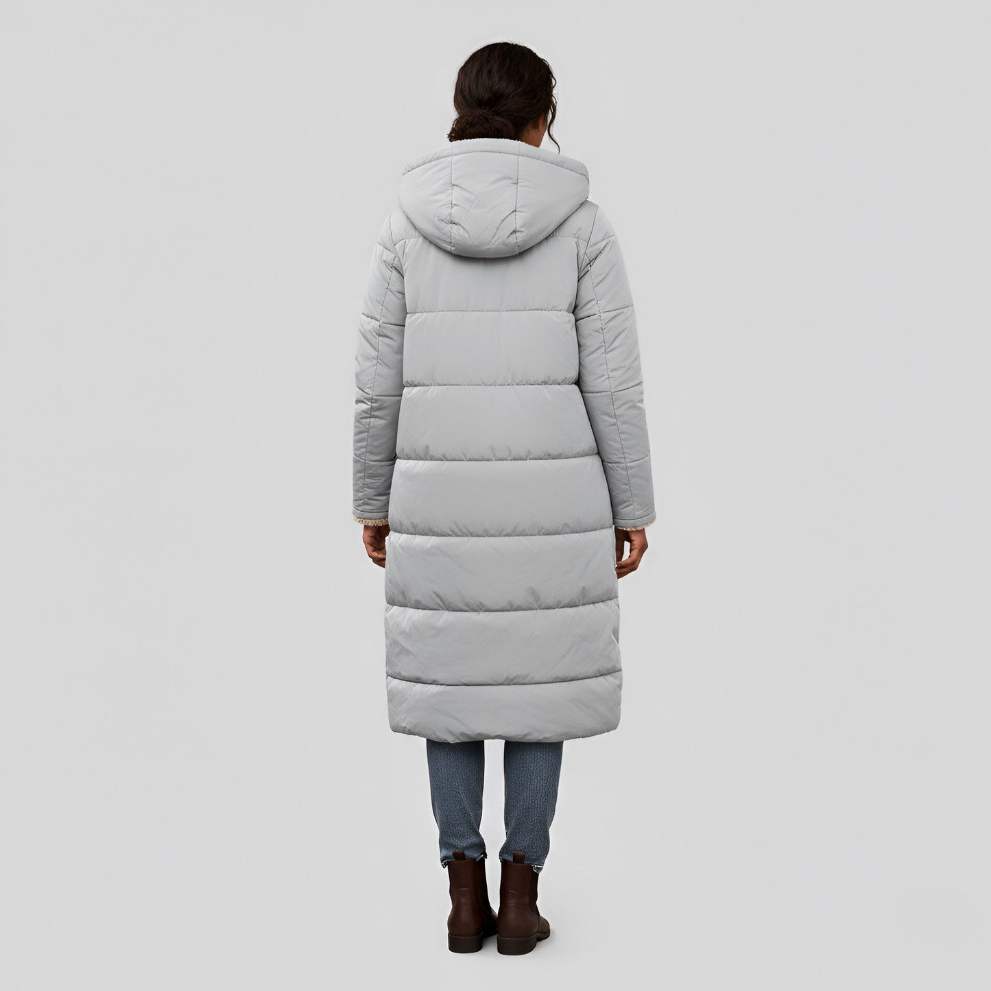 Women's Quilted Winter Coat Faux Fur Lined Hooded Black