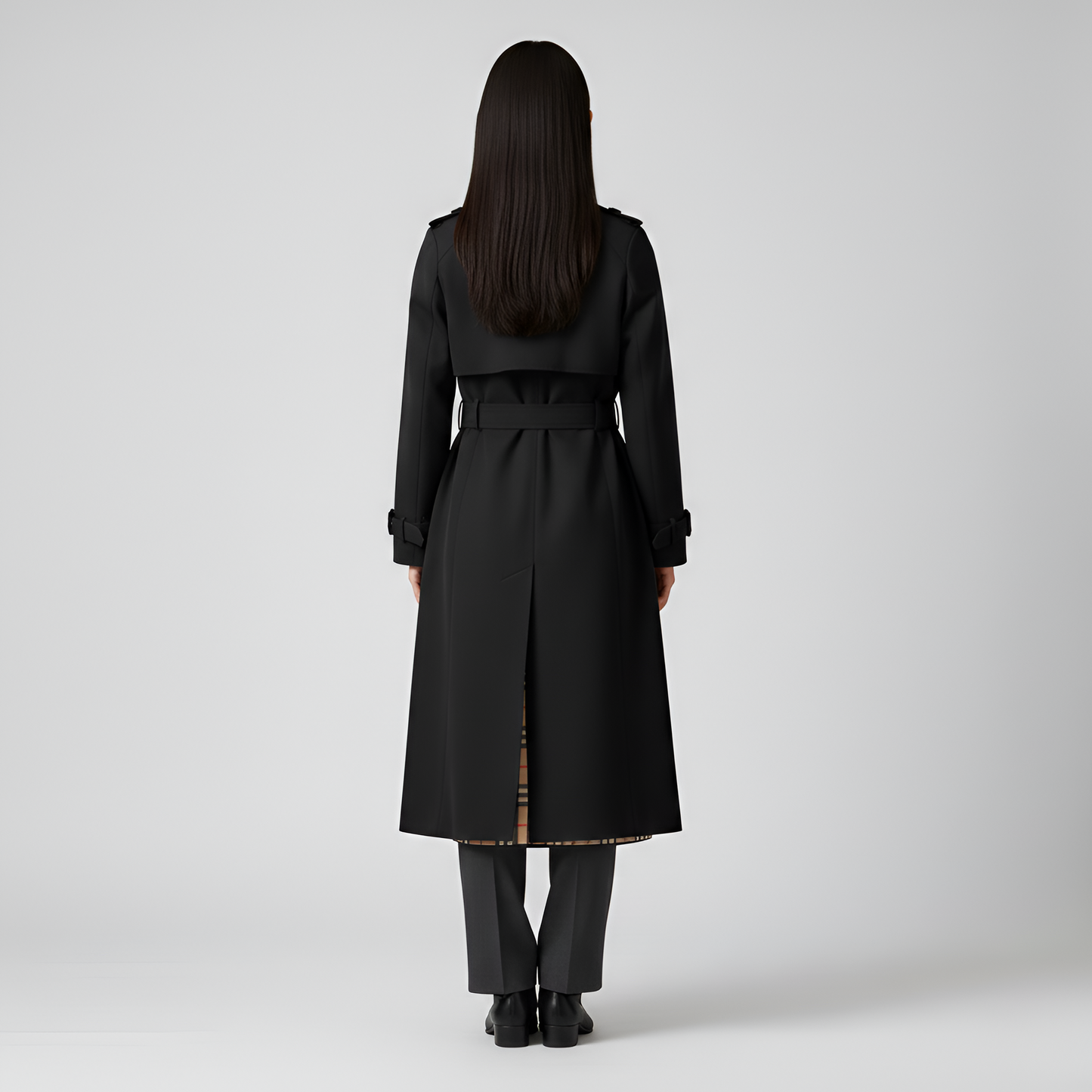Women's Double Breasted Cotton Trench Coat Long