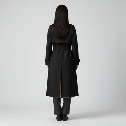 Women's Double Breasted Cotton Trench Coat Long