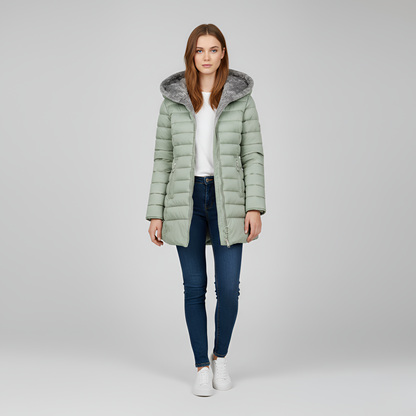 Women's Insulated Quilted Coat Hooded Padded Jacket
