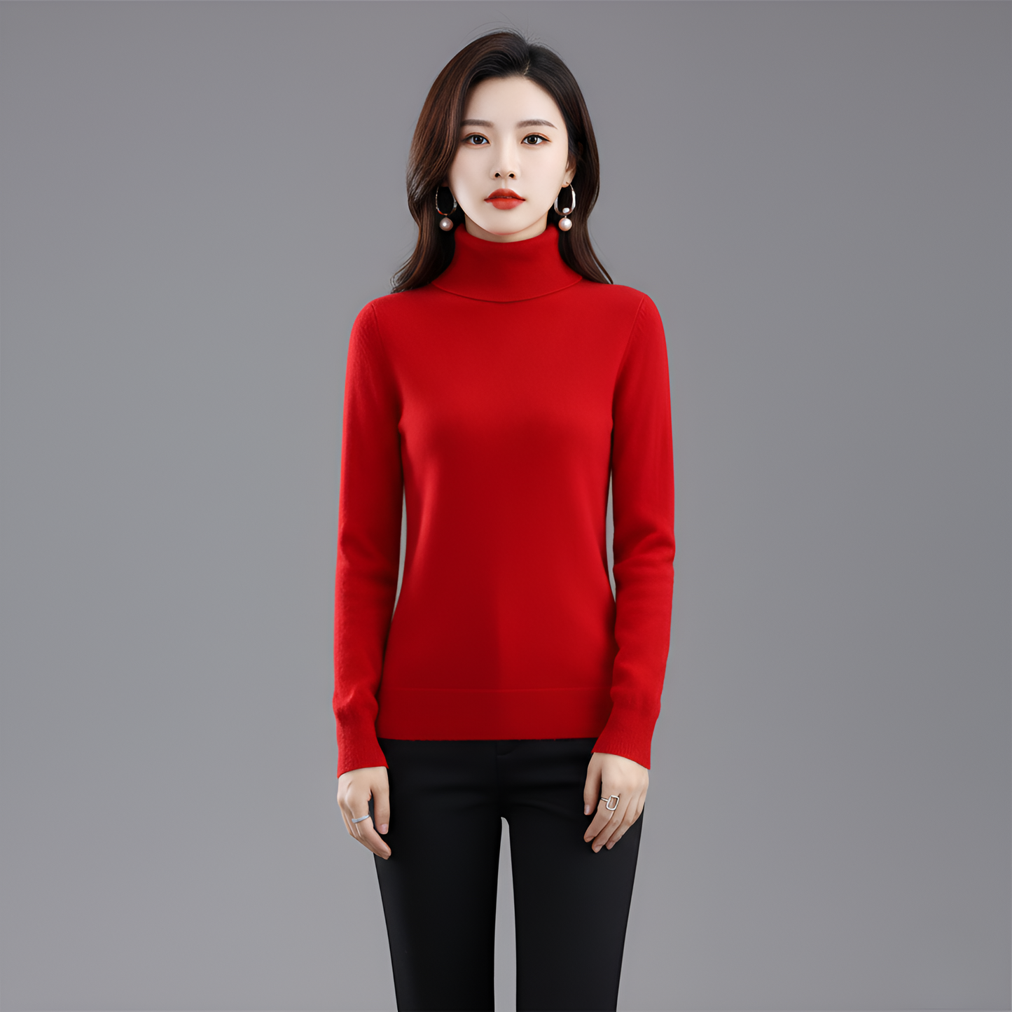 Women's Slim Fit Turtleneck Sweater Long Sleeve