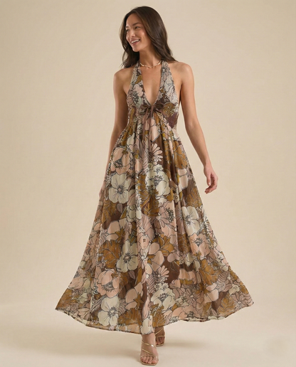 Women’s Floral Halter Maxi Beach Dress