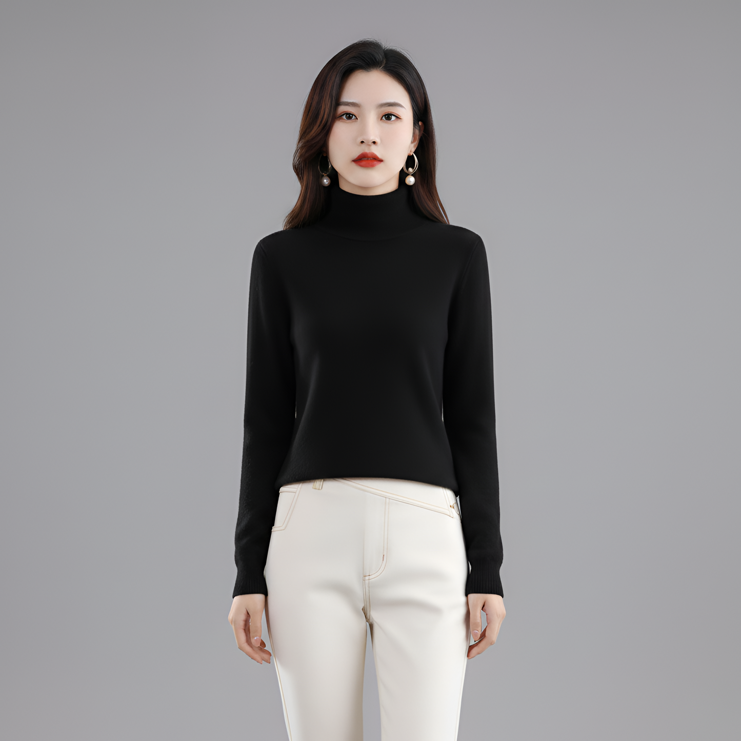 Women's Slim Fit Turtleneck Sweater Long Sleeve