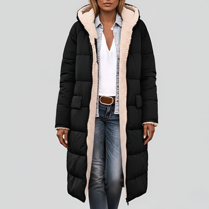 Women's Hooded Winter Coat Faux Fur Lined Insulated Jacket