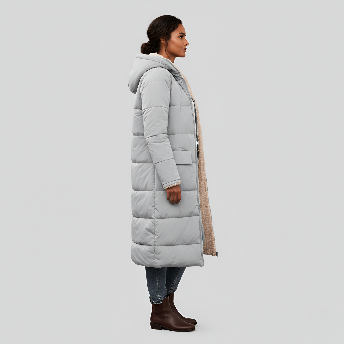 Women's Hooded Winter Coat Faux Fur Lined Insulated Jacket