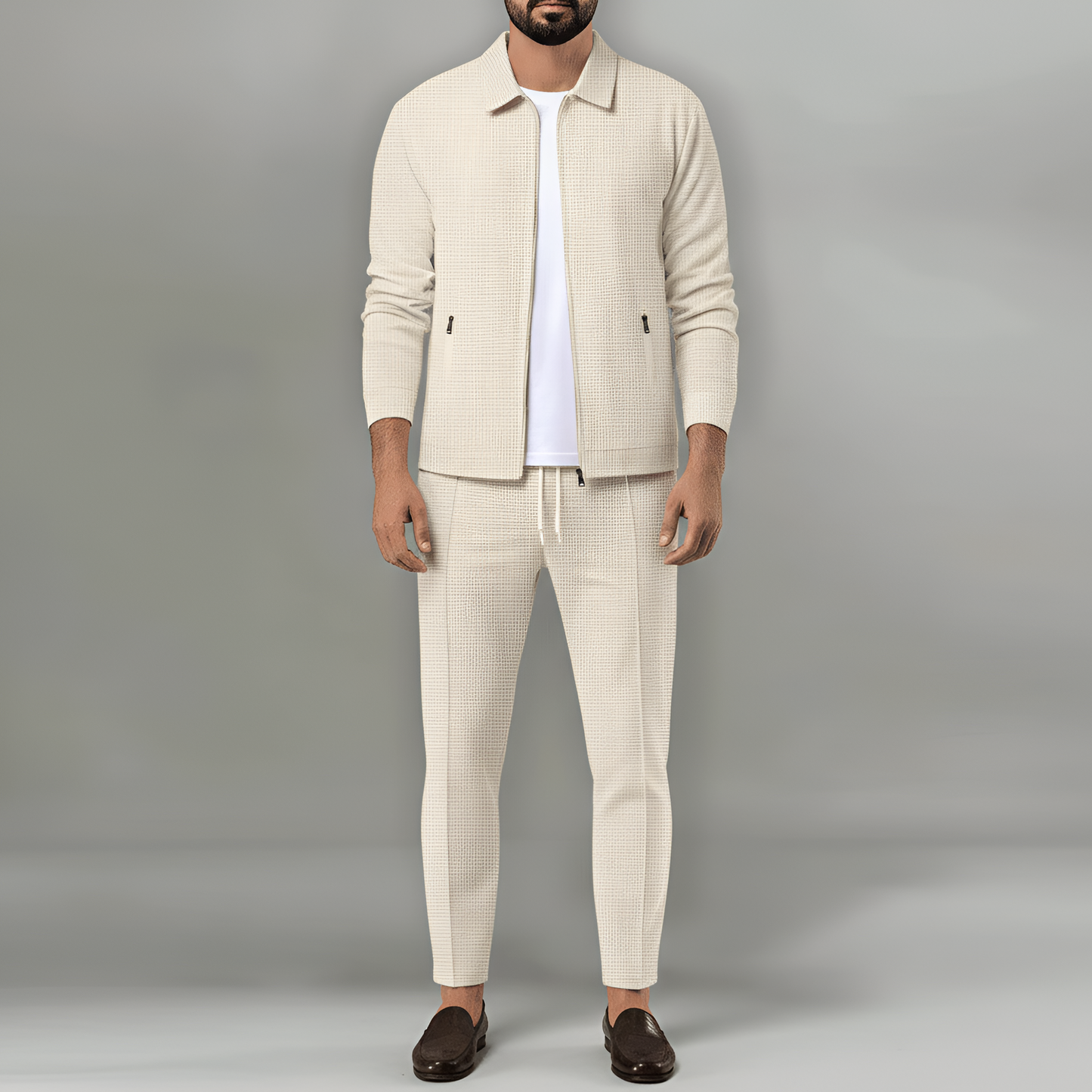 Men's Waffle Knit Tracksuit Lounge Set