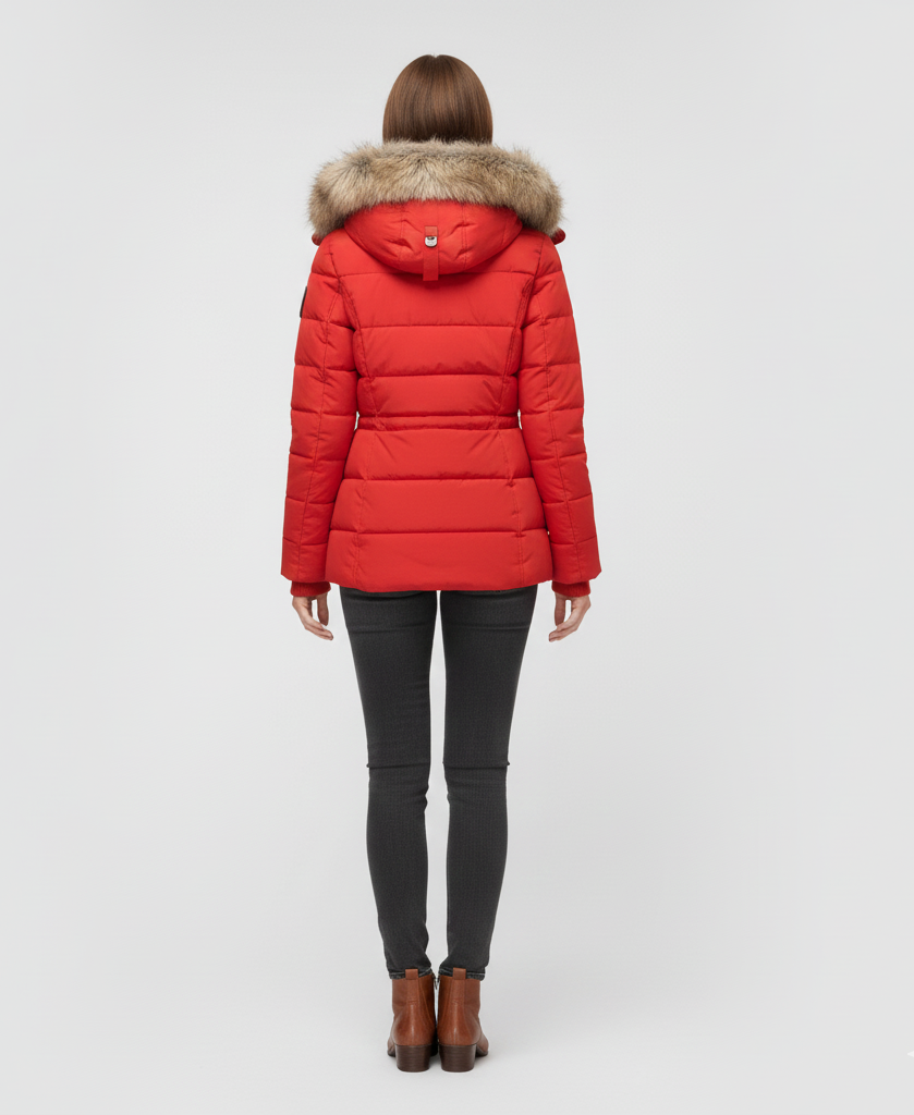 Women's Insulated Quilted Coat Hooded Faux Fur Trim