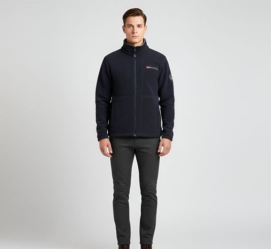 Men's Full Zip Fleece Jacket Stand Collar Outdoor Casual Layer - 
Fashinoza