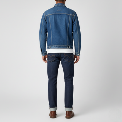Men's Trucker Jacket Mid-Wash Blue Denim