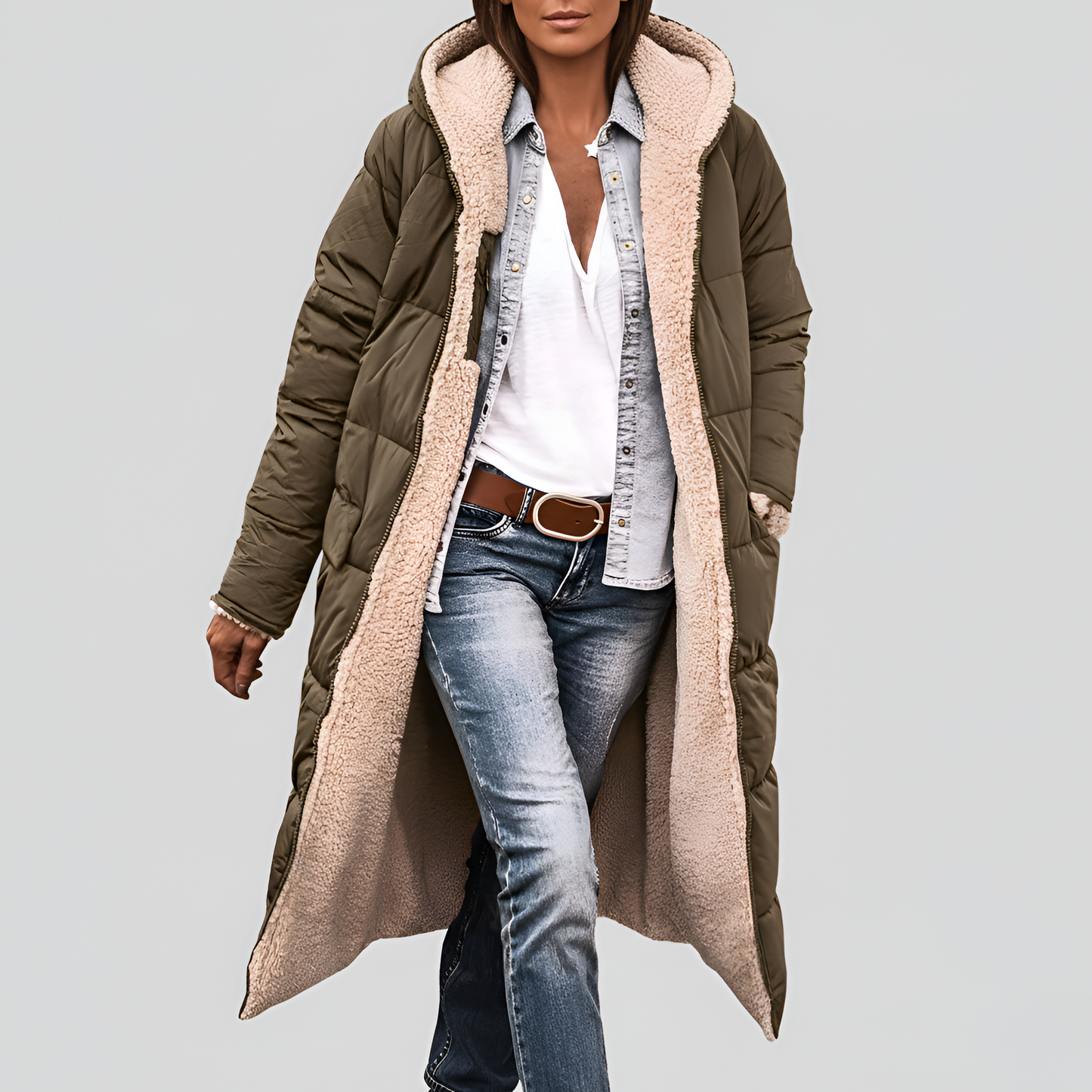 Women's Hooded Winter Coat Faux Fur Lined Insulated Jacket