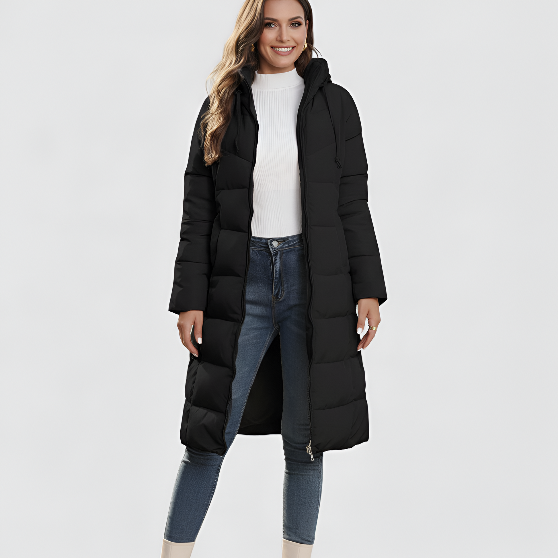 Women's Hooded Puffer Jacket Insulated Quilted Coat - 
Fashinoza