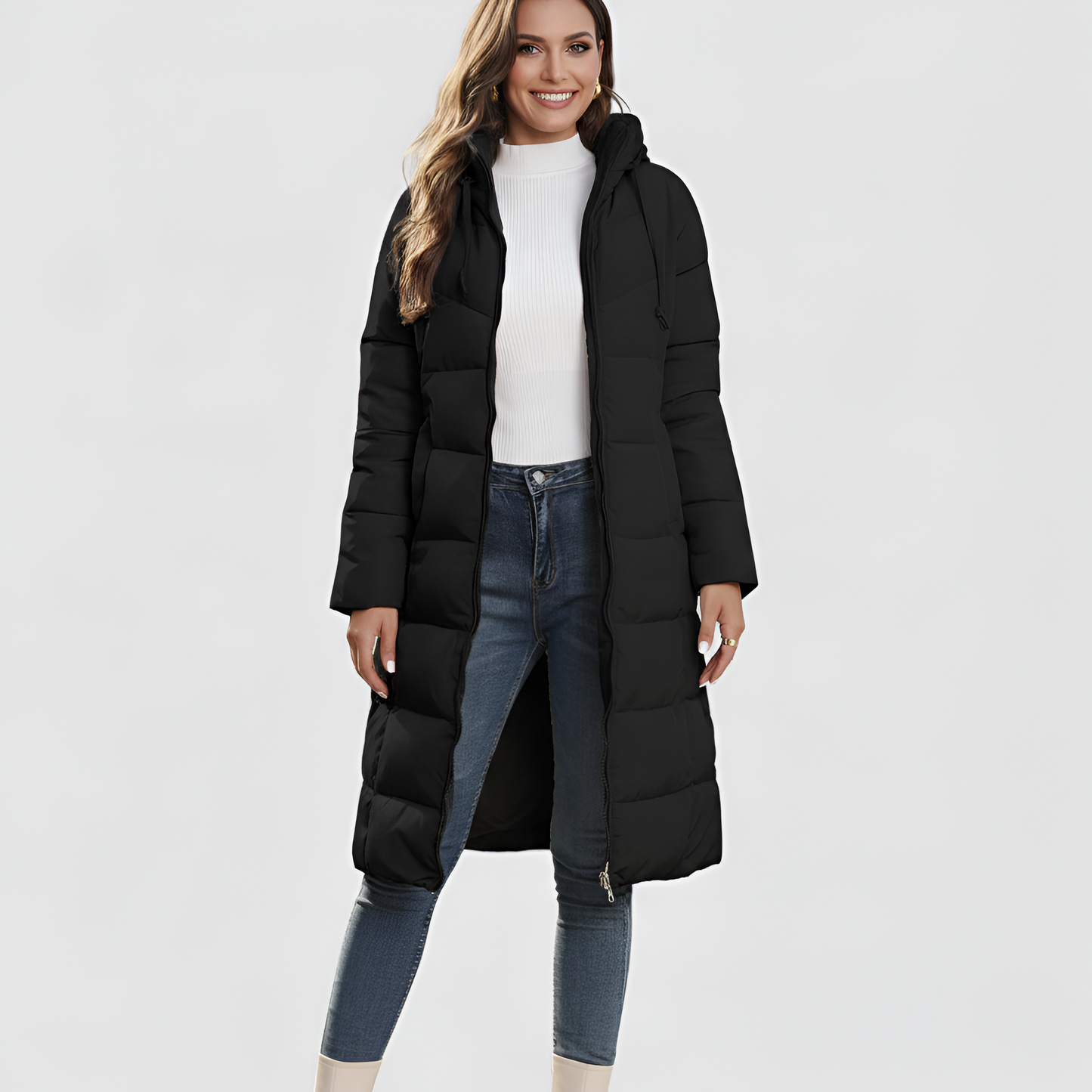 Women's Hooded Puffer Jacket Quilted Insulated Winter Coat - 
Fashinoza