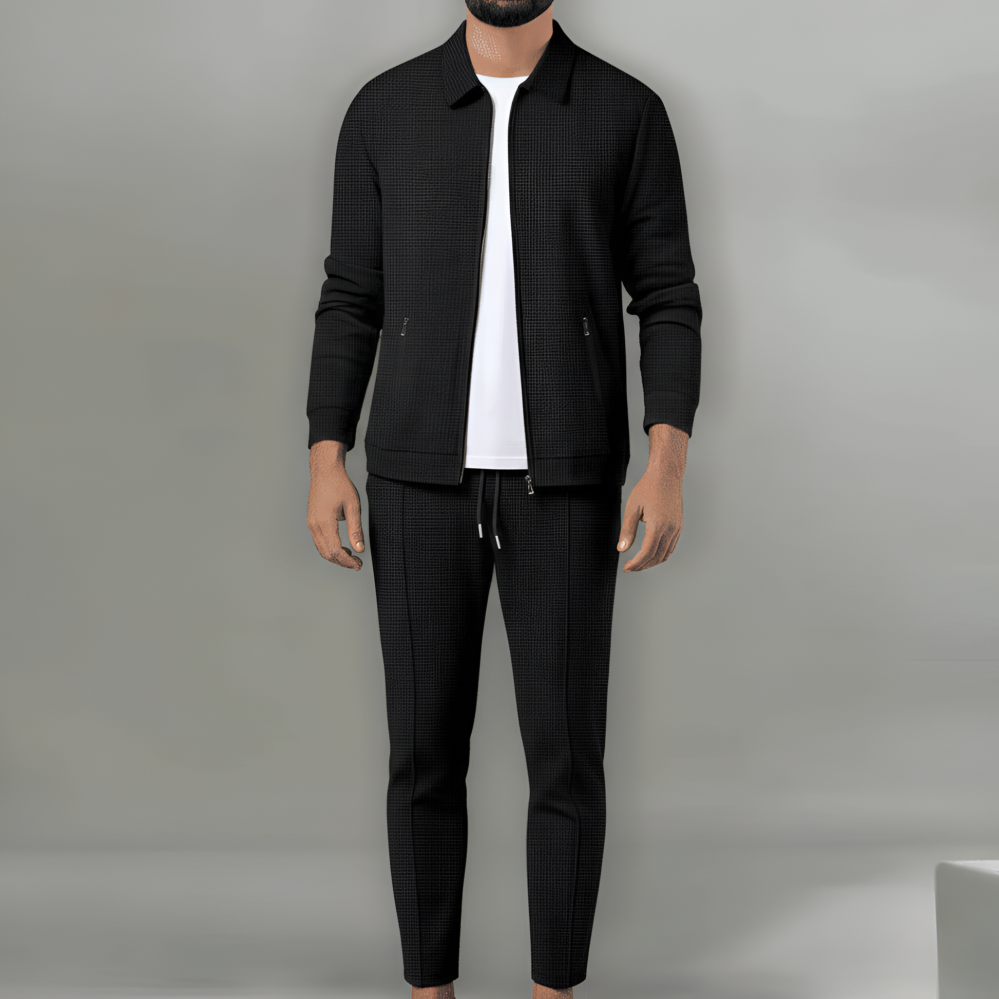 Men's Waffle Knit Tracksuit Lounge Set - 
Fashinoza