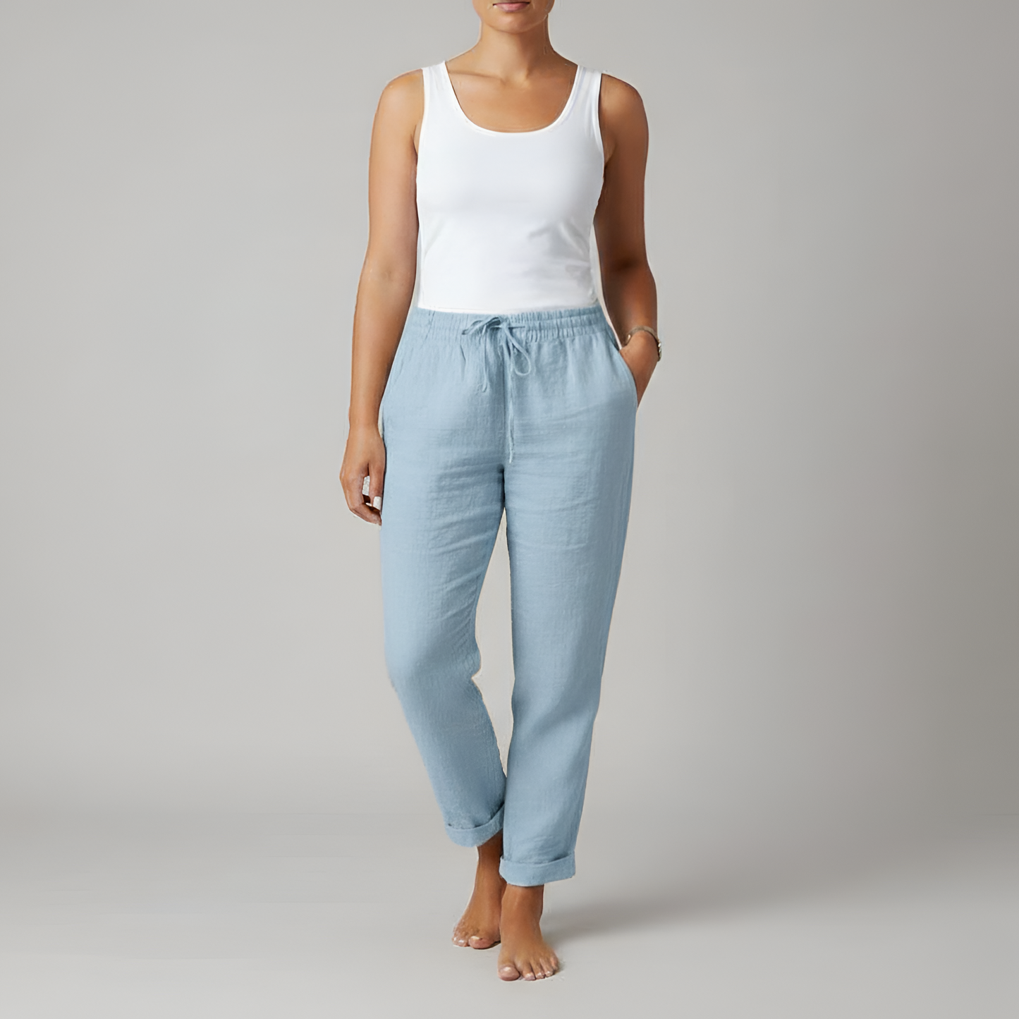 Women's Linen Drawstring Pants Relaxed Fit