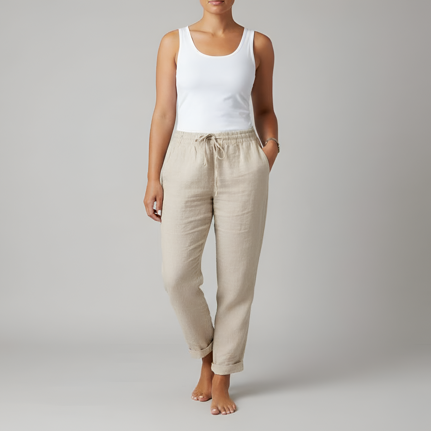 Women's Linen Drawstring Pants Relaxed Fit