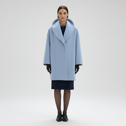 Women's Wool Blend Midi Coat Shawl Collar Winter - 
Fashinoza