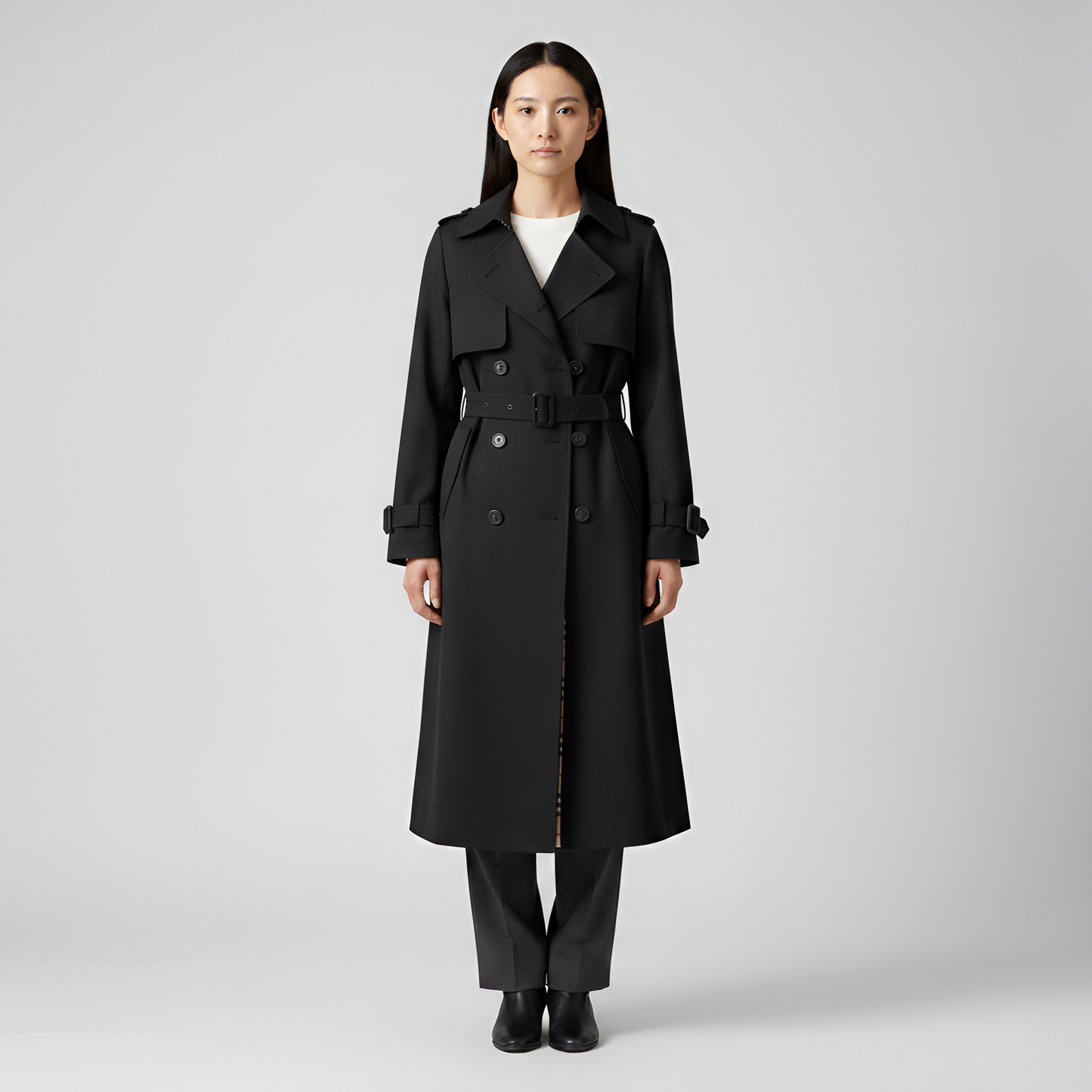 Women's Double Breasted Cotton Trench Coat - 
Fashinoza