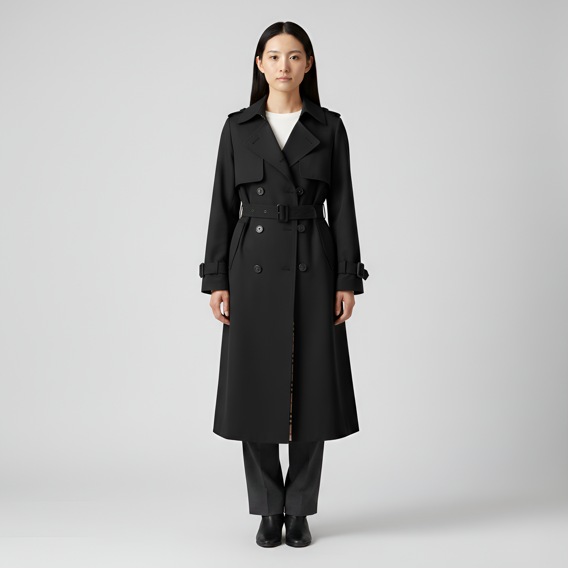 Women's Double Breasted Cotton Trench Coat - 
Fashinoza