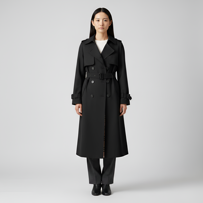 Women's Double Breasted Cotton Trench Coat - 
Fashinoza