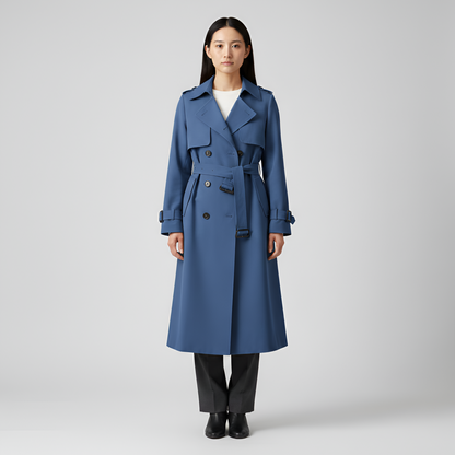 Women's Double Breasted Cotton Trench Coat Long