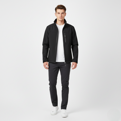 Men's Softshell Jacket Water-Resistant Black - 
Fashinoza