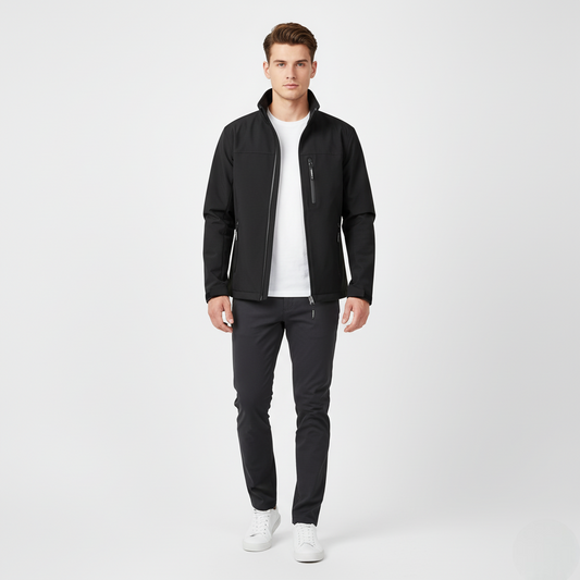 Men's Softshell Jacket Water-Resistant Black - 
Fashinoza