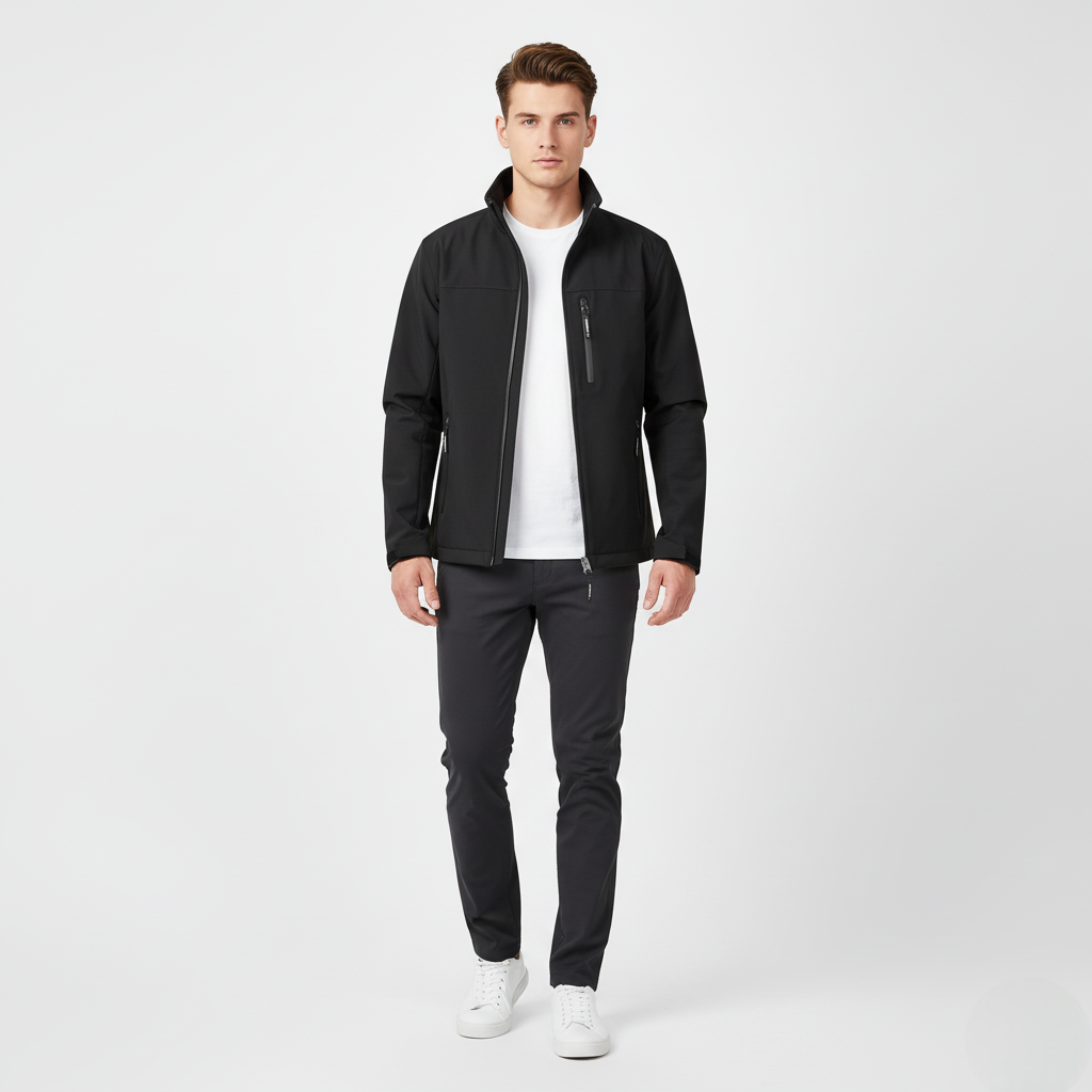 Men's Softshell Water-Resistant Jacket Black - 
Fashinoza